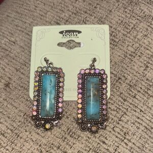 Bling turquoise earrings